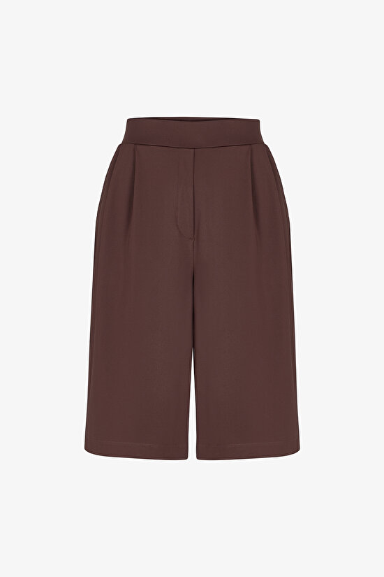 Kahverengi Longline Bermuda Şort - 1