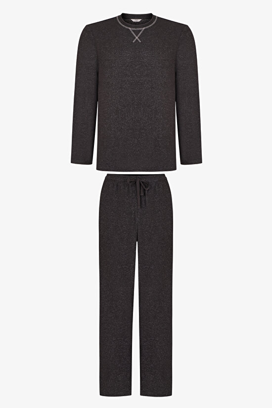 Erkek Gri Glacier Grey Pantolon Uzun Kollu Pijama Takımı - 1