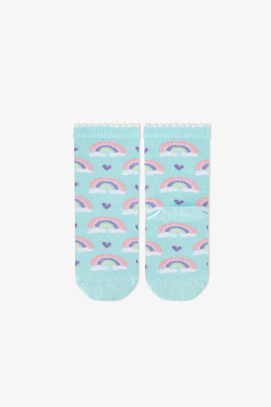 Girls' Pink Unicorn Sky Cotton 4 Pack Ankle Socks - 3