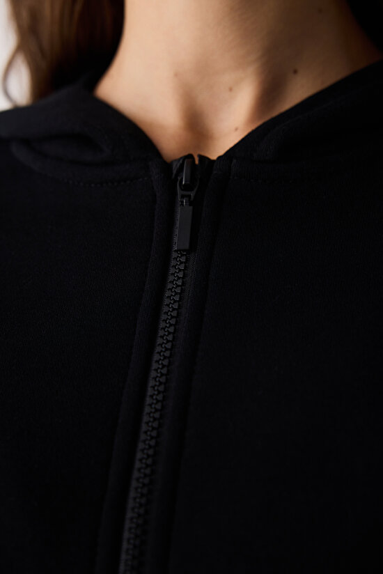 Siyah Fermuarlı Mita Sweatshirt - Saude Koleksiyonu  - 4
