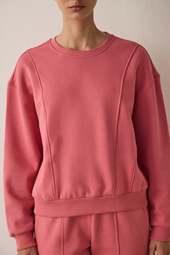 Desert Rose Oversize Crew Neck Crop Sweatshirt - 3