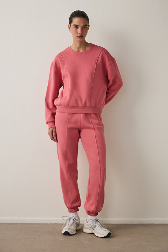 Desert Rose Oversize Crew Neck Crop Sweatshirt - 4