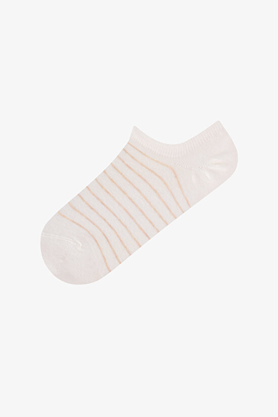 5 Çift Burun Dikişsiz Pamuklu Renkli Çizgi Desenli Sneaker Çorap - 2