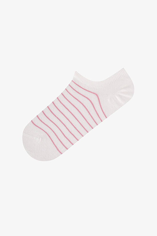 5 Çift Burun Dikişsiz Pamuklu Renkli Çizgi Desenli Sneaker Çorap - 3