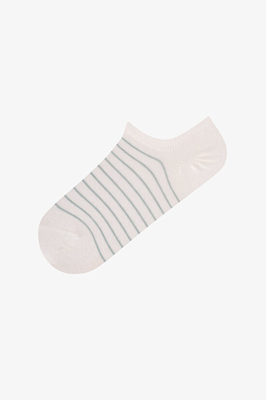 5 Çift Burun Dikişsiz Pamuklu Renkli Çizgi Desenli Sneaker Çorap - 4