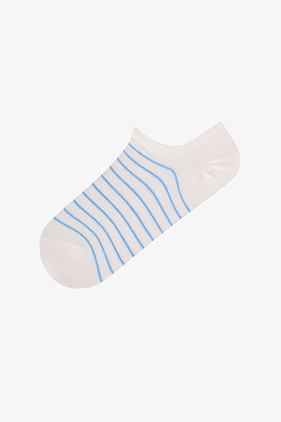 5 Çift Burun Dikişsiz Pamuklu Renkli Çizgi Desenli Sneaker Çorap - 5