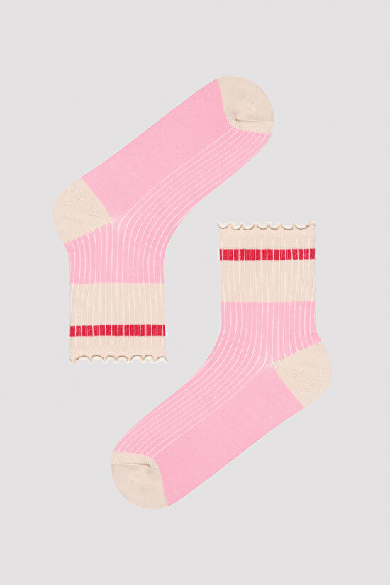 Frill Soft Pembe - Mavi 2li Soket Çorap - 3