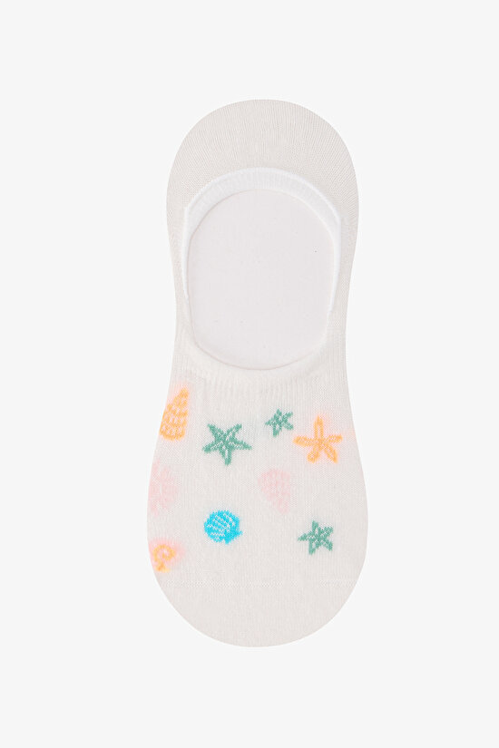 3 Çift Burun Dikişsiz Deniz Yıldızı Desenli Babet Çorap - 4