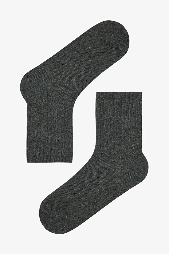 3 Çift Pamuklu Kalın Çizgili Soket Çorap - 3