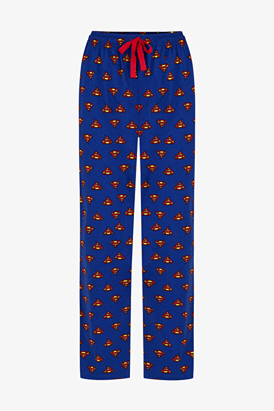 Erkek Superman Ekoseli Pantolon Uzun Kollu Pijama Takımı - 3