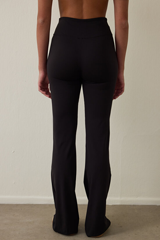 Siyah Yüksek Bel Flare (İspanyol Paça) Pantolon - 3