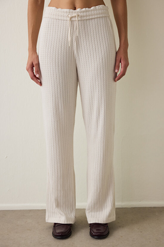 Ecru Knit Detail High Waist Pants Ecru Knit Detail High Waist Pants - 3