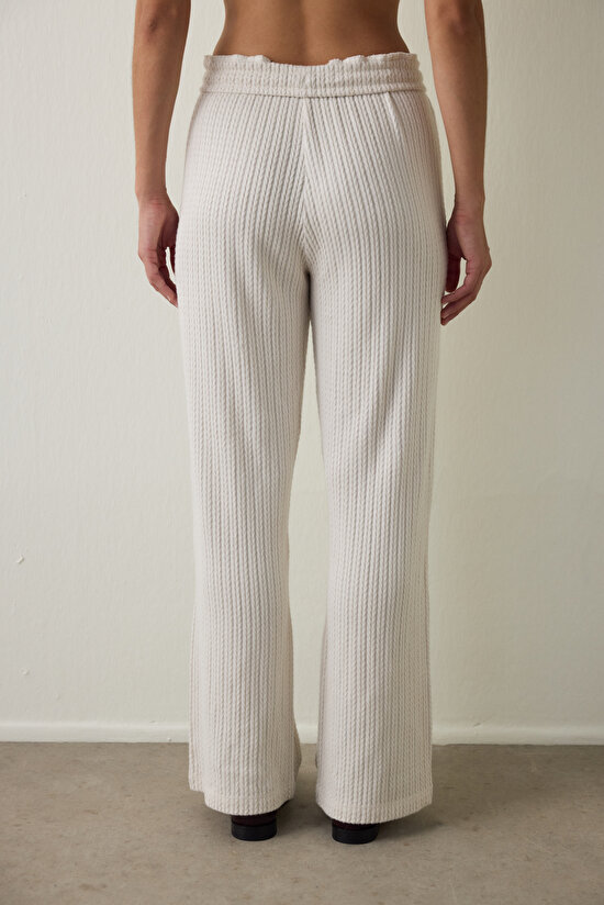 Ecru Knit Detail High Waist Pants Ecru Knit Detail High Waist Pants - 4