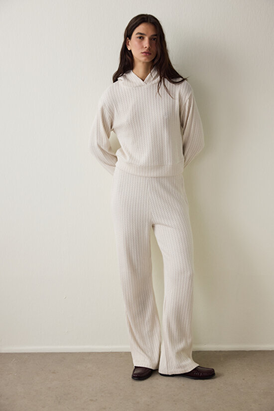 Ecru Knit Detail High Waist Pants Ecru Knit Detail High Waist Pants - 5