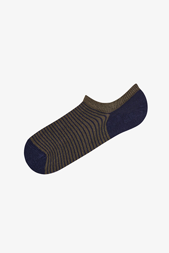 Erkek Haki Below Surface Çizgili Pamuklu 3 Çift Sneaker Çorap - 2