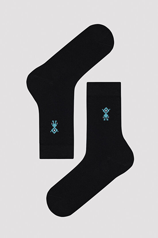 Erkek Fun Siyah Soket Çorap - 2