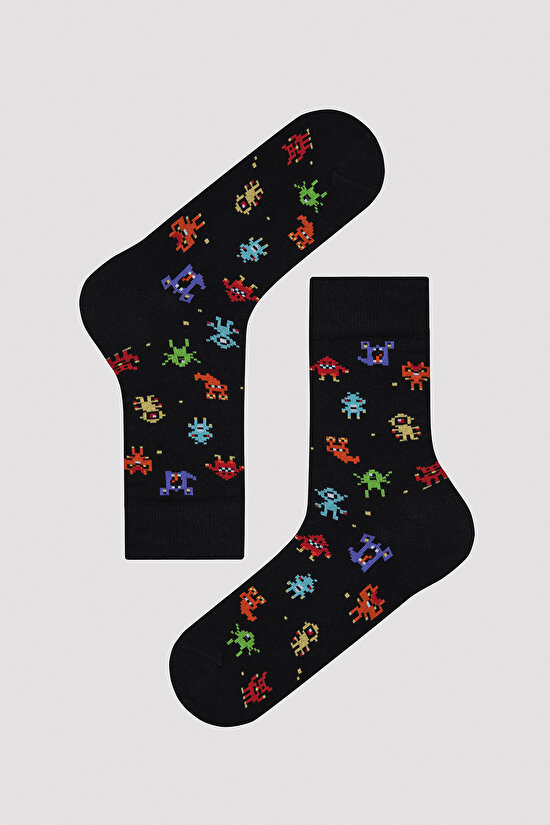 Erkek Fun Siyah Soket Çorap - 3