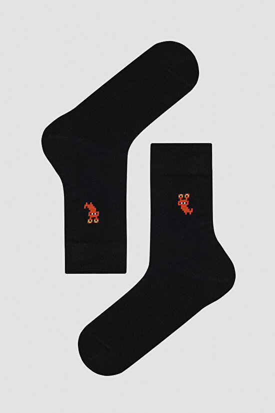 Erkek Fun Siyah Soket Çorap - 4