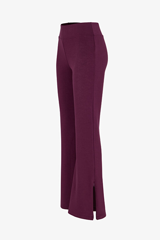 Bordo İpeksi Dokunuş Silky Touch Paça Detaylı İspanyol Paça (Flare) Pantolon - 2