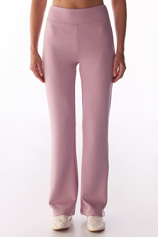 Pembe İpeksi Dokunuş Silky Touch Paça Detaylı İspanyol Paça (Flare) Pantolon - 3