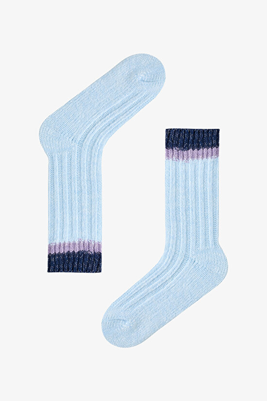 Blue Melange Warm Rustic Boys Ankle Socks - 1