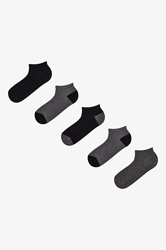 Erkek Lacivert Melanj Black Comfort 5 Çift Patik Çorap - 1