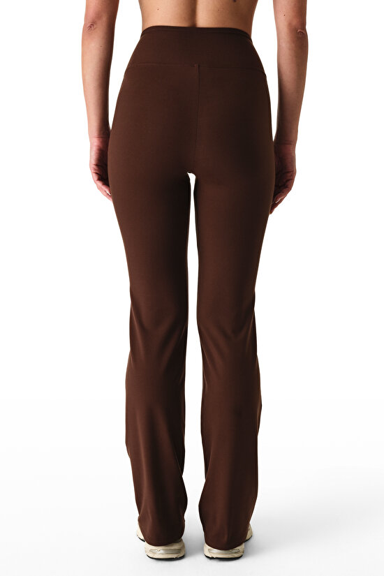 Brown High-Waisted Flare Leggings - 2