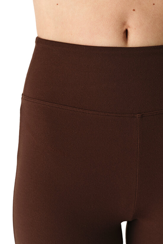 Brown High-Waisted Flare Leggings - 3