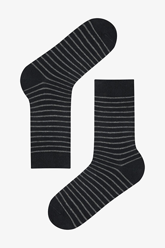 Man Detailed Black Socket Socks - 5