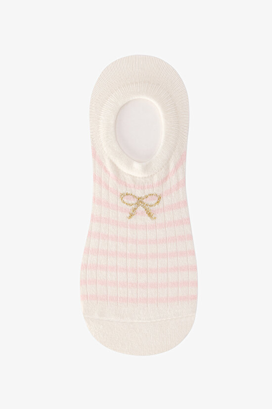 3 Pairs Cotton Striped Bow Patterned Sneaker Socks - 2