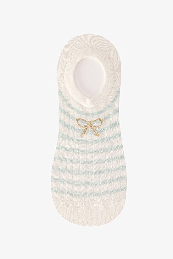 3 Pairs Cotton Striped Bow Patterned Sneaker Socks - 3