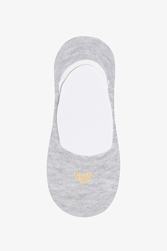 3 Çift Pamuklu Minimal Kalp Desenli Burun Dikişsiz Babet Çorap 3 Çift Pamuklu Minimal Kalp Desenli Burun Dikişsiz Babet Çorap - 3