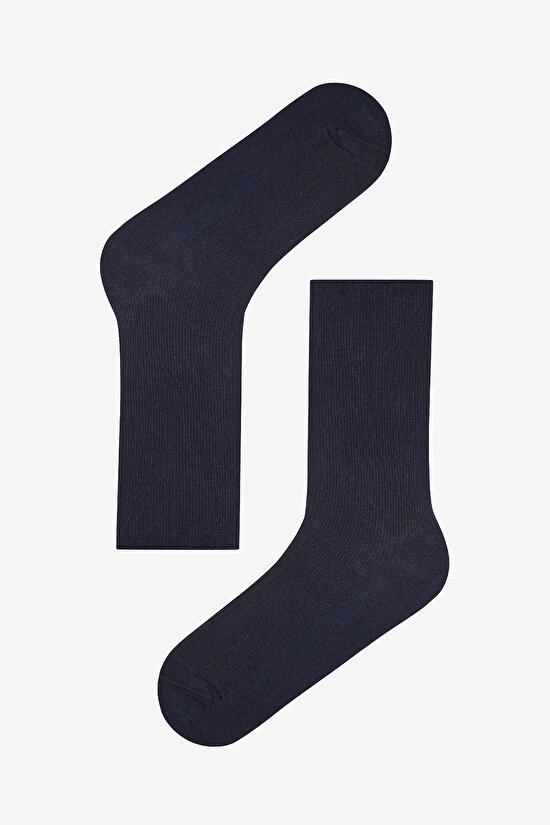 Basic Rib 5li Mavi Çok Renkli Soket Çorap - 4