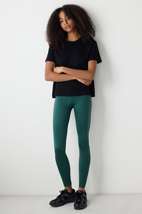 Koyu Yeşil Yüksek Bel Miracle Fit Tayt - 4