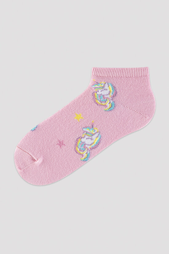 Kız Çocuk Unicorn Desenli 4lü Patik Çorap - 3