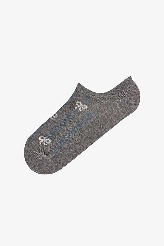 Kahverengi Ribbon Jacquard 3lü Sneaker Çorabı - 3