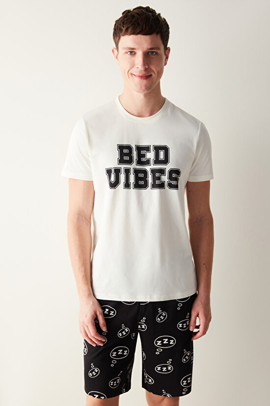 Erkek Bed Vibes Çok Renkli Şort Pijama Takımı - 2