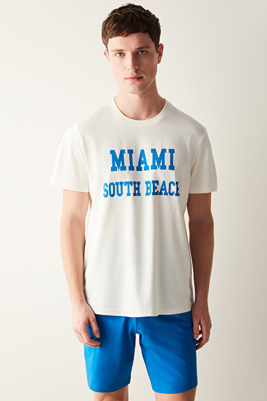 Erkek Miami Çok Renkli Şort Pijama Takımı - 3