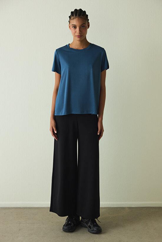 Indigo Crew Neck Modal T-Shirt - 3