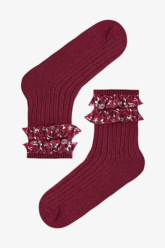 Vintage Fırfırlı Kalın Soket Çorap - 1