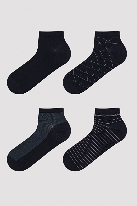 Erkek Bambu 4lü Siyah Patik Çorap - 1