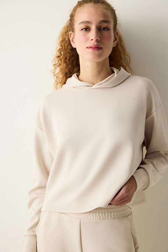 Silky Feel Light Beige Sweatshirt - 3