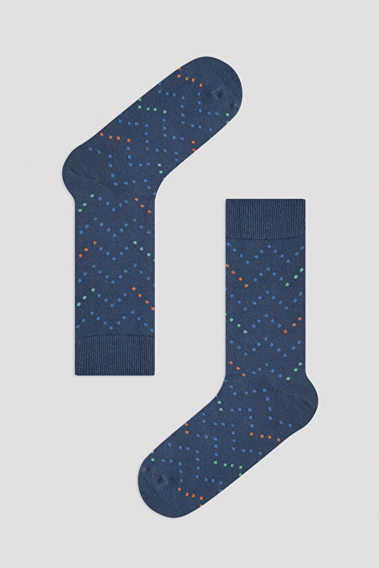 Erkek Zigzag 3lü Lacivert Soket Çorap - 2