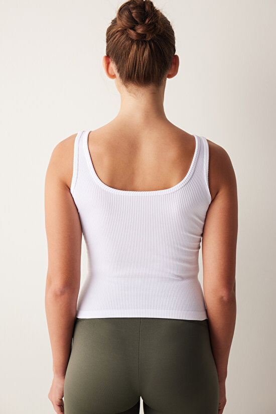 Seamless Square Neck White Top - 6