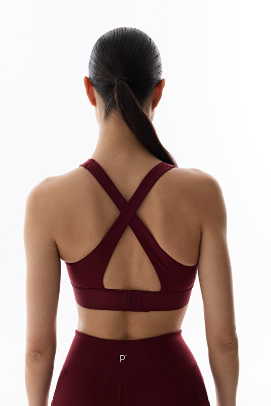 Burgundy Crossline Sports Bra - 7