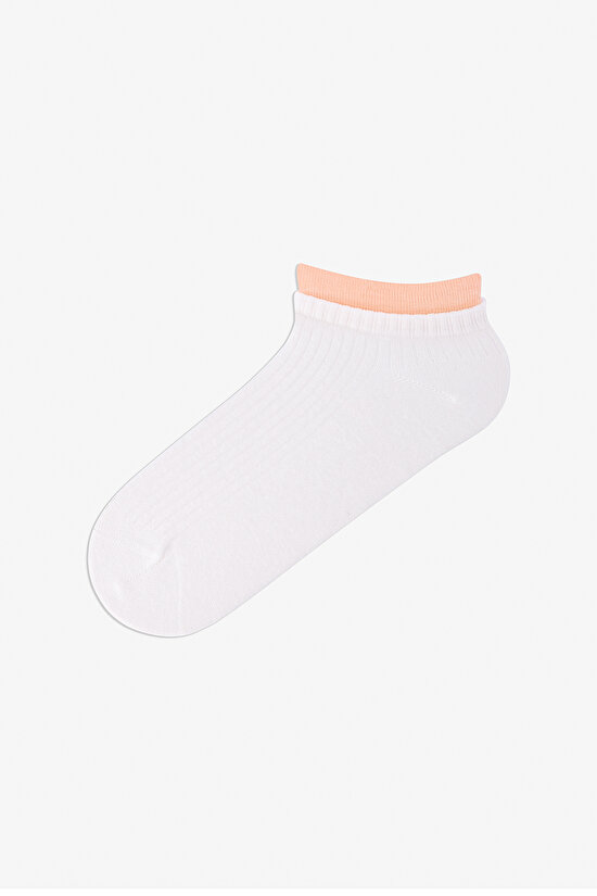 4 Çift Burun Dikişsiz Pamuklu Renkli Bilek Detaylı Patik Çorap - 3