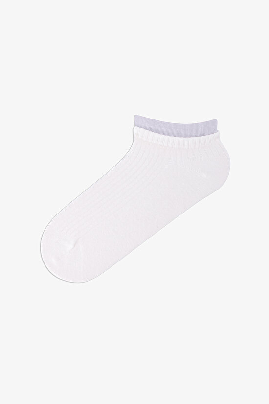 4 Çift Burun Dikişsiz Pamuklu Renkli Bilek Detaylı Patik Çorap - 4