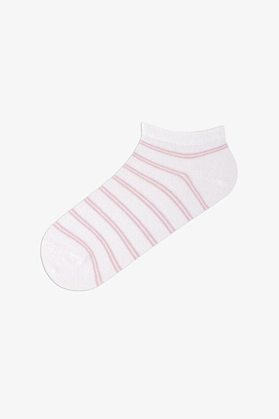 4 Çift Burun Dikişsiz Pamuklu Renkli Bilek Detaylı Patik Çorap - 5