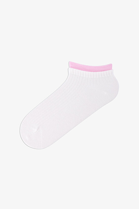 4 Çift Burun Dikişsiz Pamuklu Renkli Bilek Detaylı Patik Çorap - 6