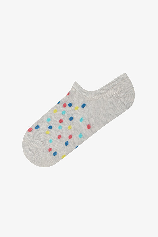 3 Çift Burun Dikişsiz Pamuklu Renkli Puantiye Desenli Sneaker Çorap - 3